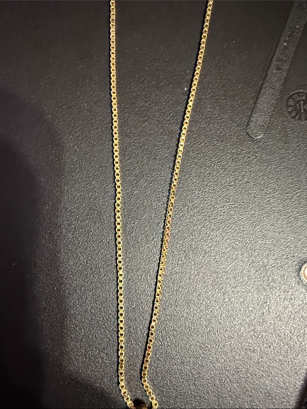 Monet Gold-Tone Box Chain Necklace with Logo Tag pendant has scratches - Picture 5 of 6